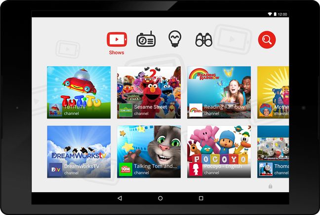 YouTube Kids tablet