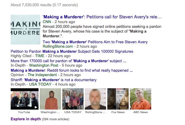 Making a Murderer and content, apparently. 
