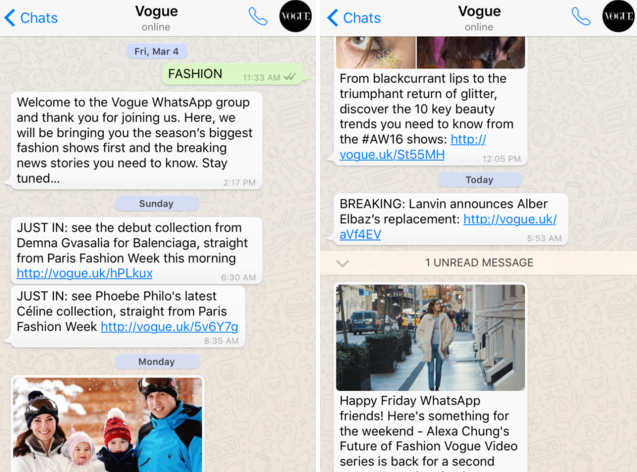 British Vogue on WhatsApp.