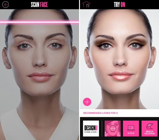 The facial scanning and tracking features in Covergirl's app.