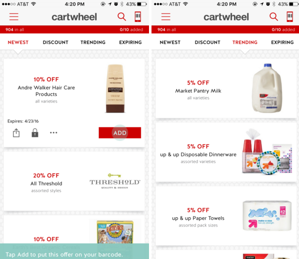 Target's Cartwheel app.