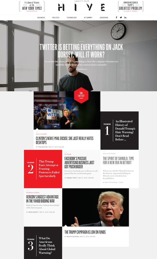 Top Website Design Inspiration: Vanity Fair Hive