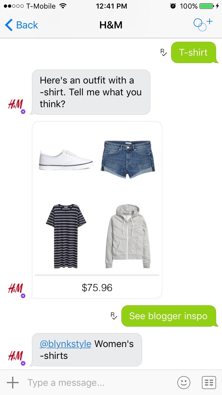 A user can bring in another bot when chatting with H&M.