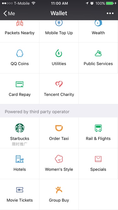 WeChat Wallet interface