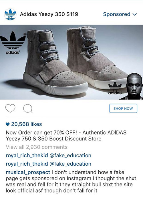 Get your fake Yeezys Counterfeit ads are all over Instagram Digiday