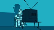 The lead image is an illustration of a robot watching TV.