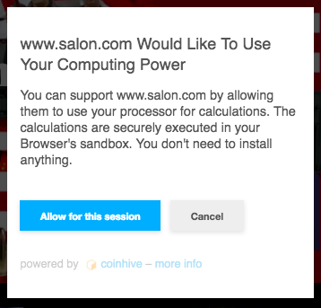 Salon to ad blockers: Can we use your browser to mine cryptocurrency?