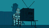 The header image shows an illustration of a robot sitting in front of a TV.