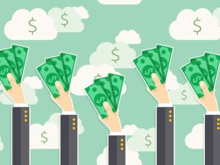 The header image features an illustration of hands raised in the air while holding money.