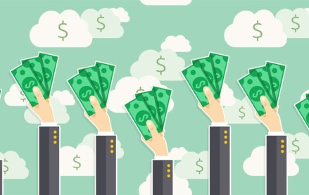 The header image features an illustration of hands raised in the air while holding money.