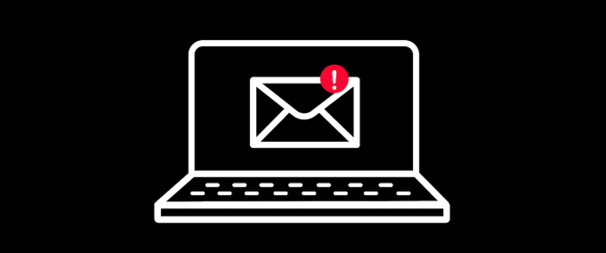 The header image features an open laptop with an envelope on the screen and an alert bubble signaling a new email.