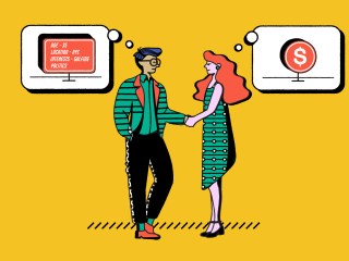The feature image shows an illustration of a man and a woman with thought bubbles—one with a set of demographic data and the other showing a coin.