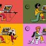 Illustration of four different people working at their desks.