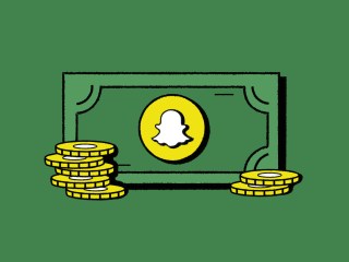 The header image features an illustration with a dollar bill that has the Snapchat logo in the center.