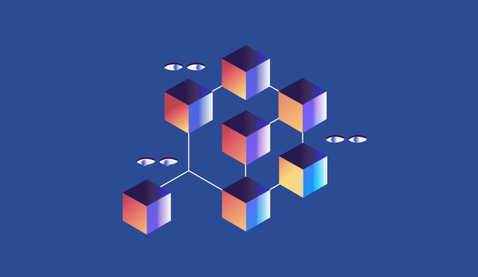 The header image features an illustration of cubes, representing blockchain.