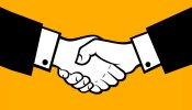 The header image features two hands in a business handshake.