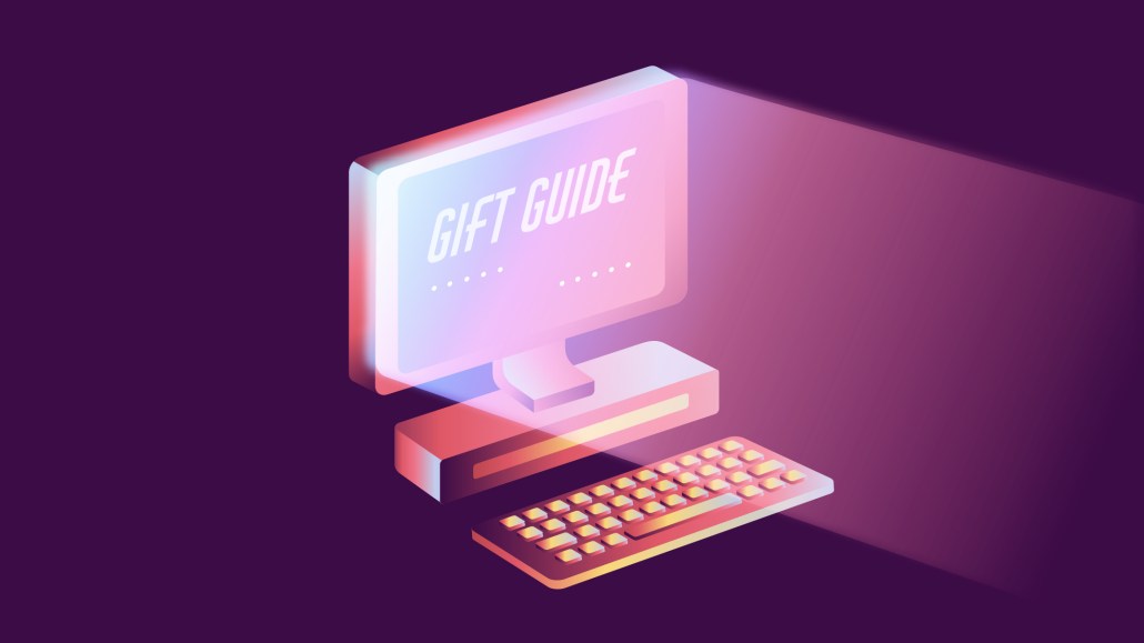 The header image shows a computer with the words "Gift Guide" on the screen.