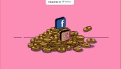 Illustration of a pile of coins with the Facebook and Instagram logos on top.