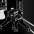 Illustration of two men fighting in an alleyway.