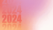 gradient image of pink, purple, orange and white with '2024' going down the image. Representing the state of e-commerce in 2024.