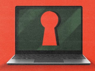 A laptop screen displaying a keyhole, symbolizing privacy and security, reflecting how personalization and privacy shape digital marketing strategies.