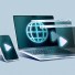 Illustration of a smartphone and laptop displaying browser windows and play buttons, symbolizing a digital content strategy across platforms.