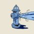 Illustration of a blue fire hydrant spraying water.
