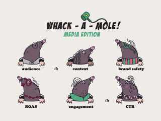 Illustration of a whack-a-mole game using media terms.