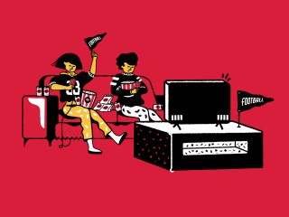 The feature image is an illustration of people sitting in front of a TV watching sports.